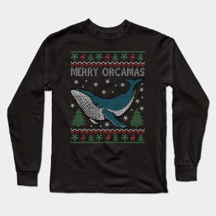 Merry Christmas Orcas Killer Whale Gift Ugly Christmas Long Sleeve T-Shirt